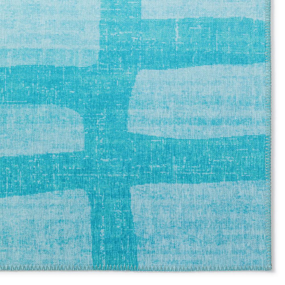 Yuma Turquoise Contemporary Geometric 2'3" x 7'6" Runner Rug Turquoise AYU34. Picture 2