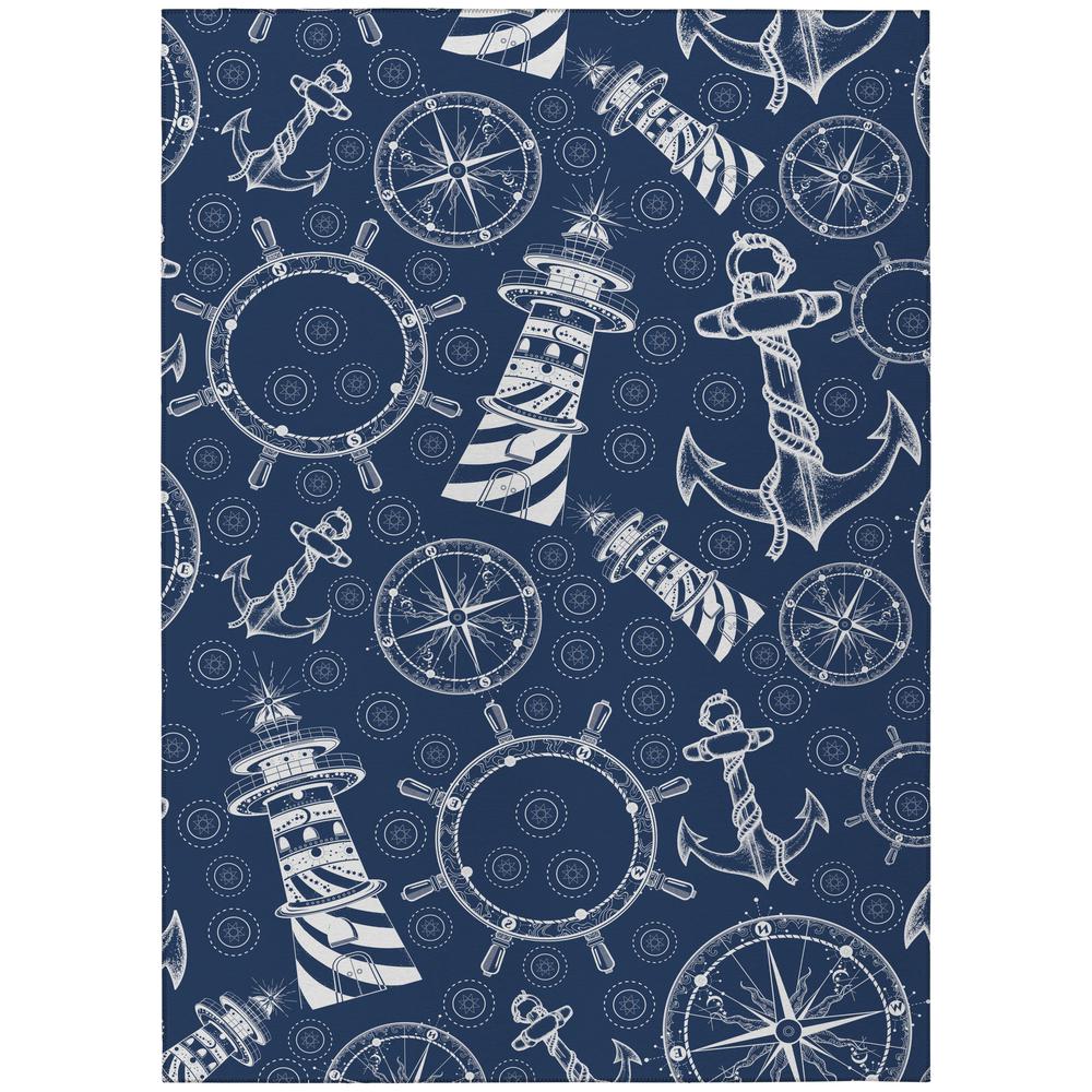 Indoor/Outdoor Harpswell AHP39 Blue Washable 3' x 5' Rug. Picture 1