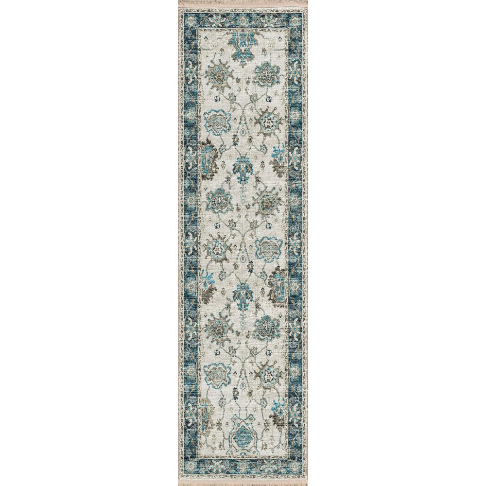 Indoor/Outdoor Marbella MB6 Flax Washable 2'3" x 12' Runner Rug. Picture 1