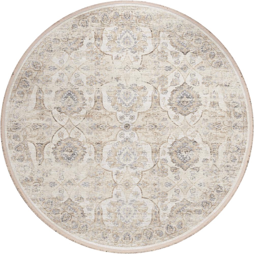Indoor/Outdoor Marbella MB5 Ivory Washable 4' x 4' Round Rug. The main picture.