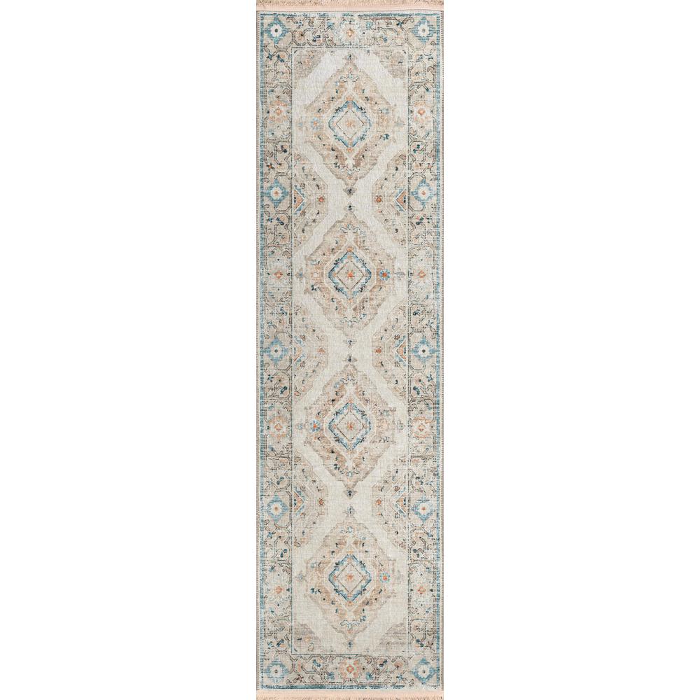 Indoor/Outdoor Marbella MB1 Ivory Washable 2'3" x 12' Runner Rug. Picture 1