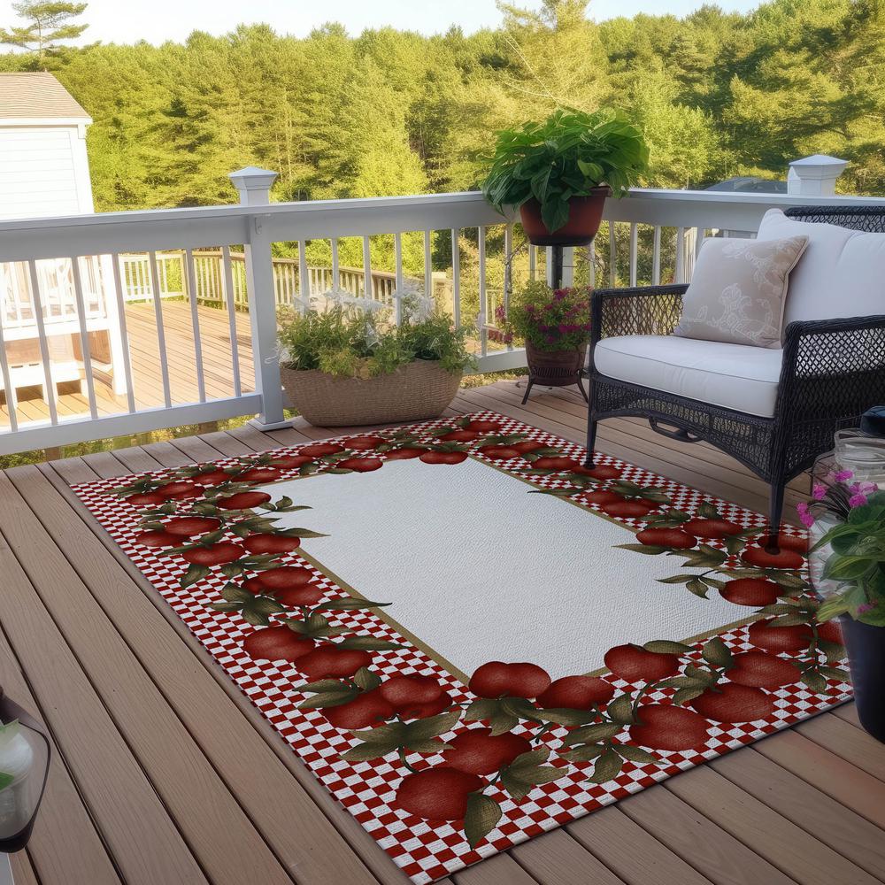 Indoor/Outdoor Kendall KE9 Red Washable 2'6" x 3'10" Rug. Picture 7