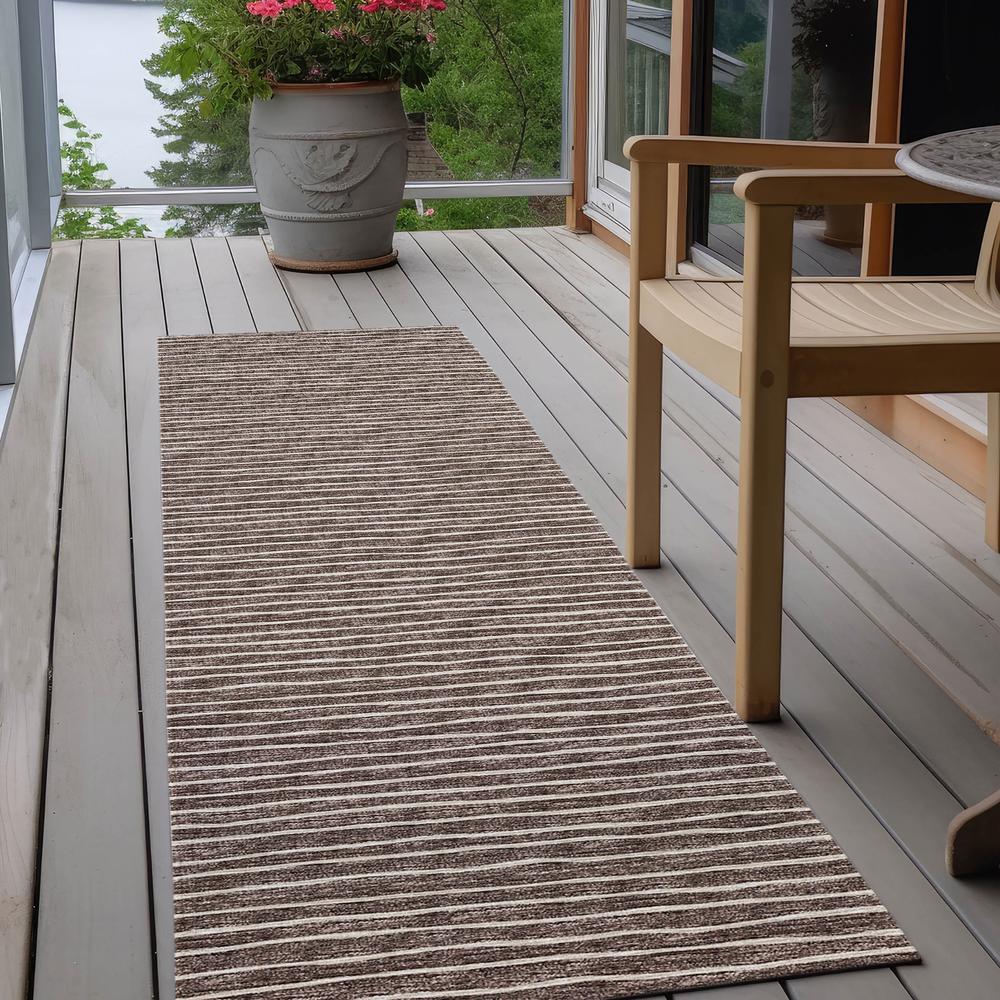 Indoor/Outdoor Laidley LA1 Chocolate Washable 2'3" x 12' Rug. Picture 9