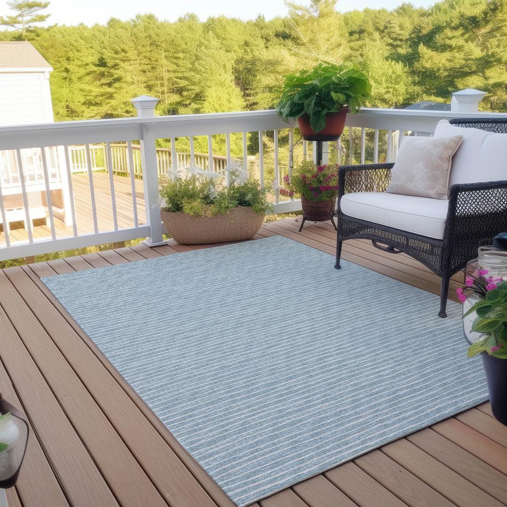 Indoor/Outdoor Laidley LA1 Sky Blue Washable 3' x 5' Rug. Picture 8