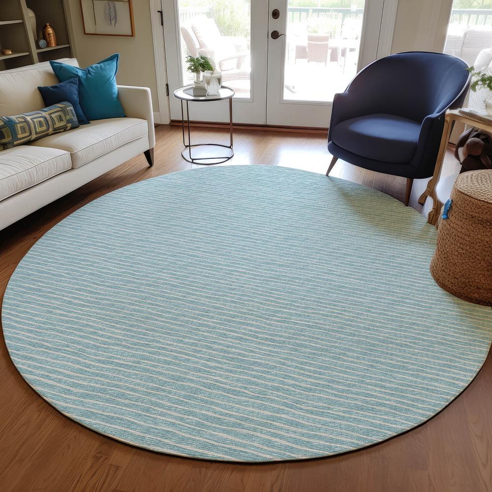 Indoor/Outdoor Laidley LA1 Sky Blue Washable 4' x 4' Rug. Picture 6