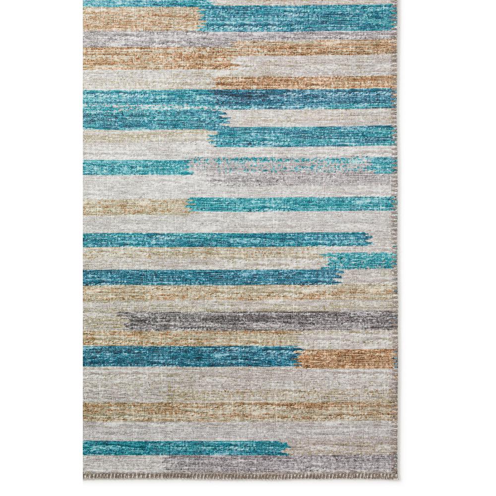 Yuma Blue Transitional Striped 2'3" x 7'6" Runner Rug Blue AYU38. Picture 2