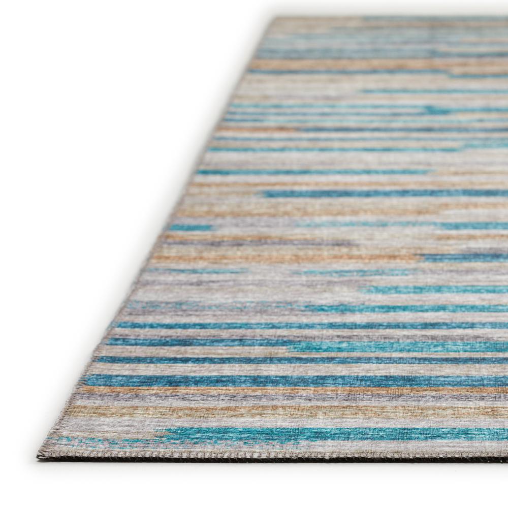 Yuma Blue Transitional Striped 2'3" x 7'6" Runner Rug Blue AYU38. Picture 3