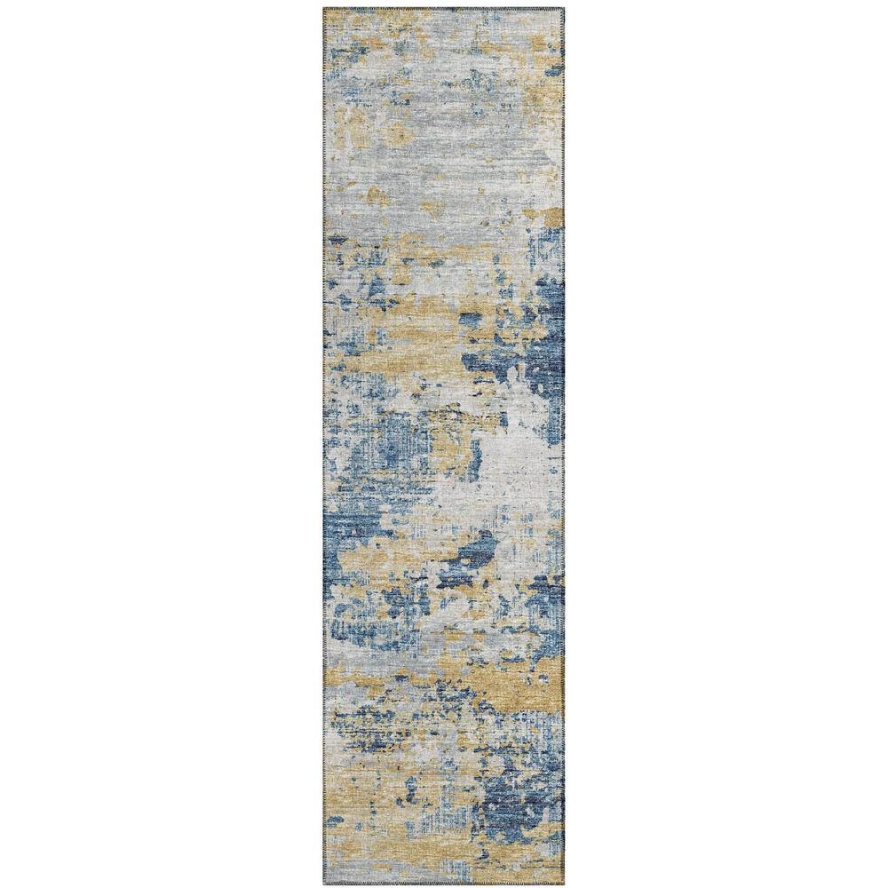 Indoor/Outdoor Accord AAC34 Blue Washable 2'3" x 7'6" Runner Rug. Picture 1