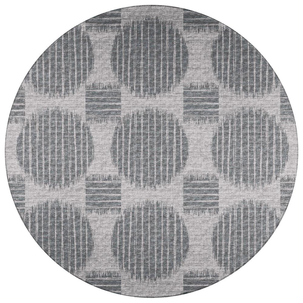Indoor/Outdoor Sedona SN13 Pewter Washable 4' x 4' Round Rug. Picture 1