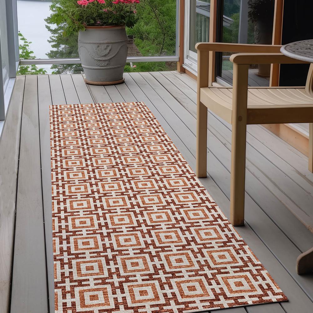 Indoor/Outdoor Marlo MO1 Paprika Washable 2'3" x 12' Rug. Picture 9