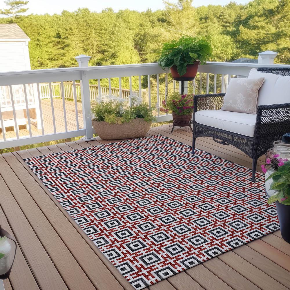 Indoor/Outdoor Marlo MO1 Red Washable 3' x 5' Rug. Picture 8