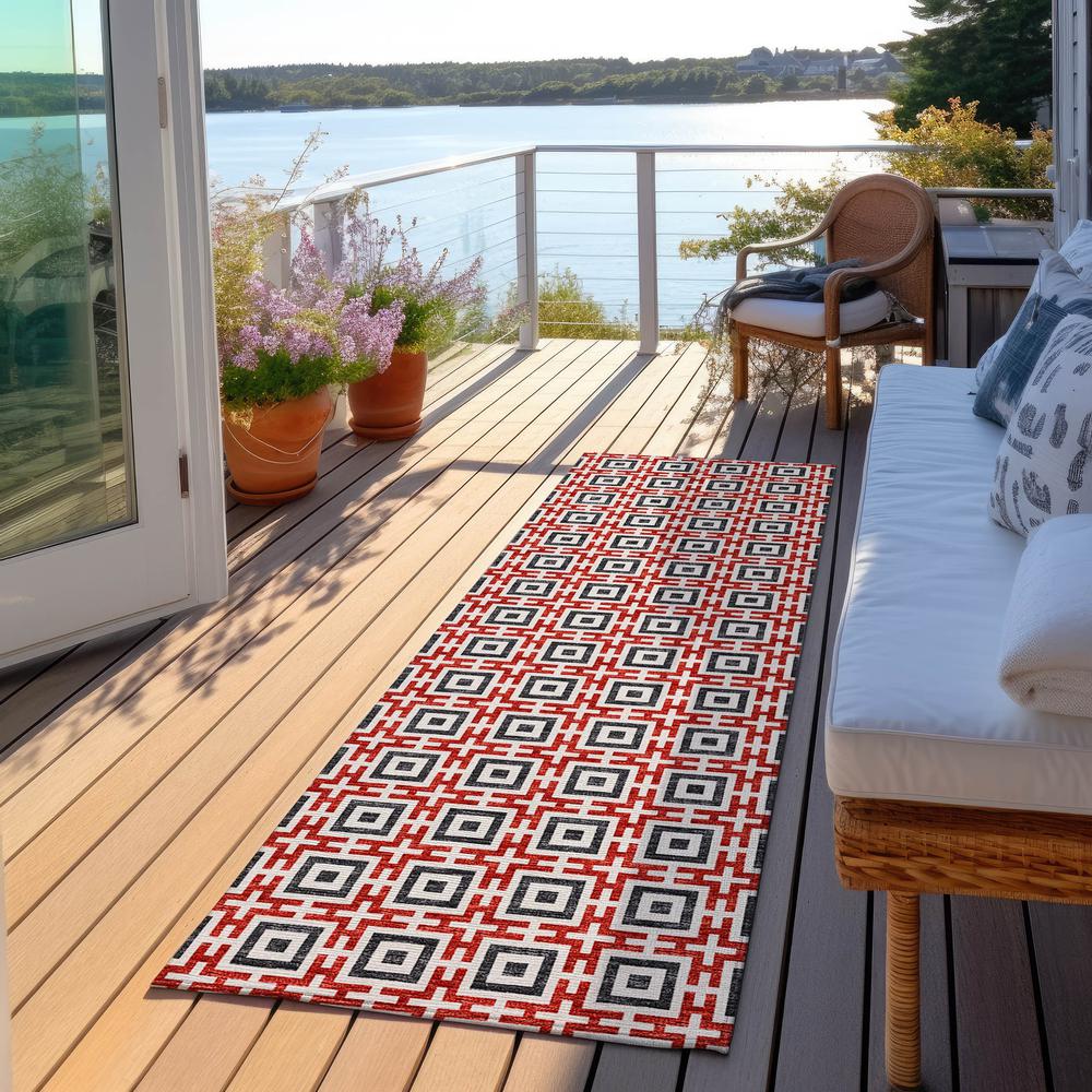 Indoor/Outdoor Marlo MO1 Red Washable 2'3" x 12' Rug. Picture 8