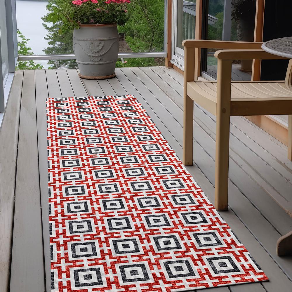 Indoor/Outdoor Marlo MO1 Red Washable 2'3" x 12' Rug. Picture 9
