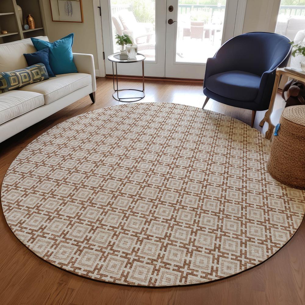 Indoor/Outdoor Marlo MO1 Taupe Washable 4' x 4' Rug. Picture 6