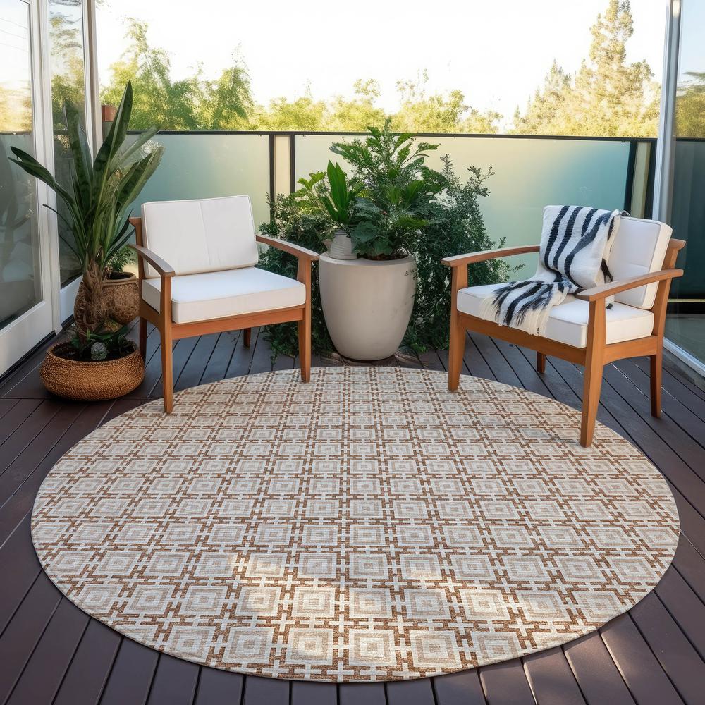 Indoor/Outdoor Marlo MO1 Taupe Washable 4' x 4' Rug. Picture 9