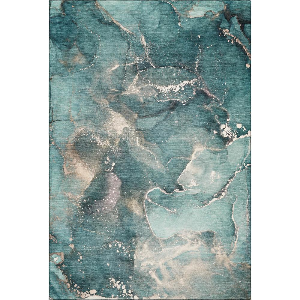 Luxury Washable Odyssey OY11 Teal 2'6" x 3'10" Rug. Picture 1