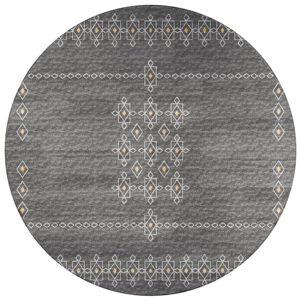 Indoor/Outdoor Sedona SN3 Charcoal Washable 4' x 4' Round Rug. Picture 1