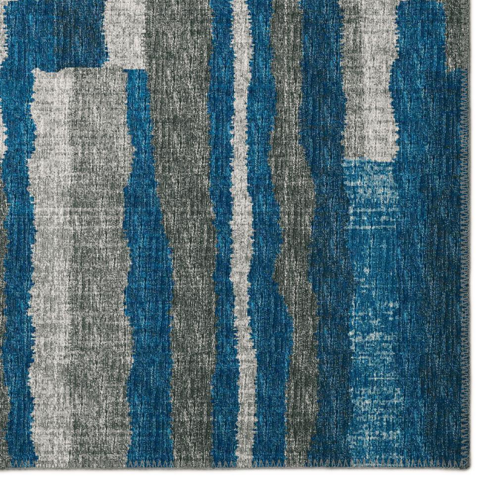Bravado Blue Contemporary Striped 2'3" x 7'6" Runner Rug Blue ABV37. Picture 2