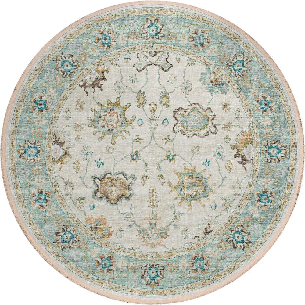 Indoor/Outdoor Marbella MB6 Ivory Washable 4' x 4' Round Rug. Picture 1