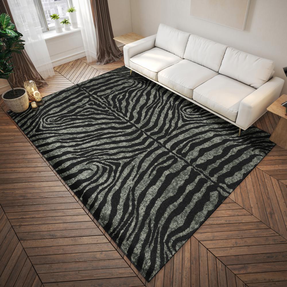 Indoor/Outdoor Mali ML1 Midnight Washable 3' x 5' Rug. Picture 2