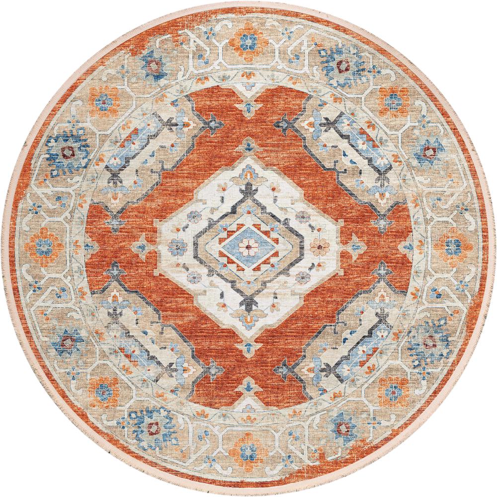Indoor/Outdoor Marbella MB1 Spice Washable 4' x 4' Round Rug. Picture 1