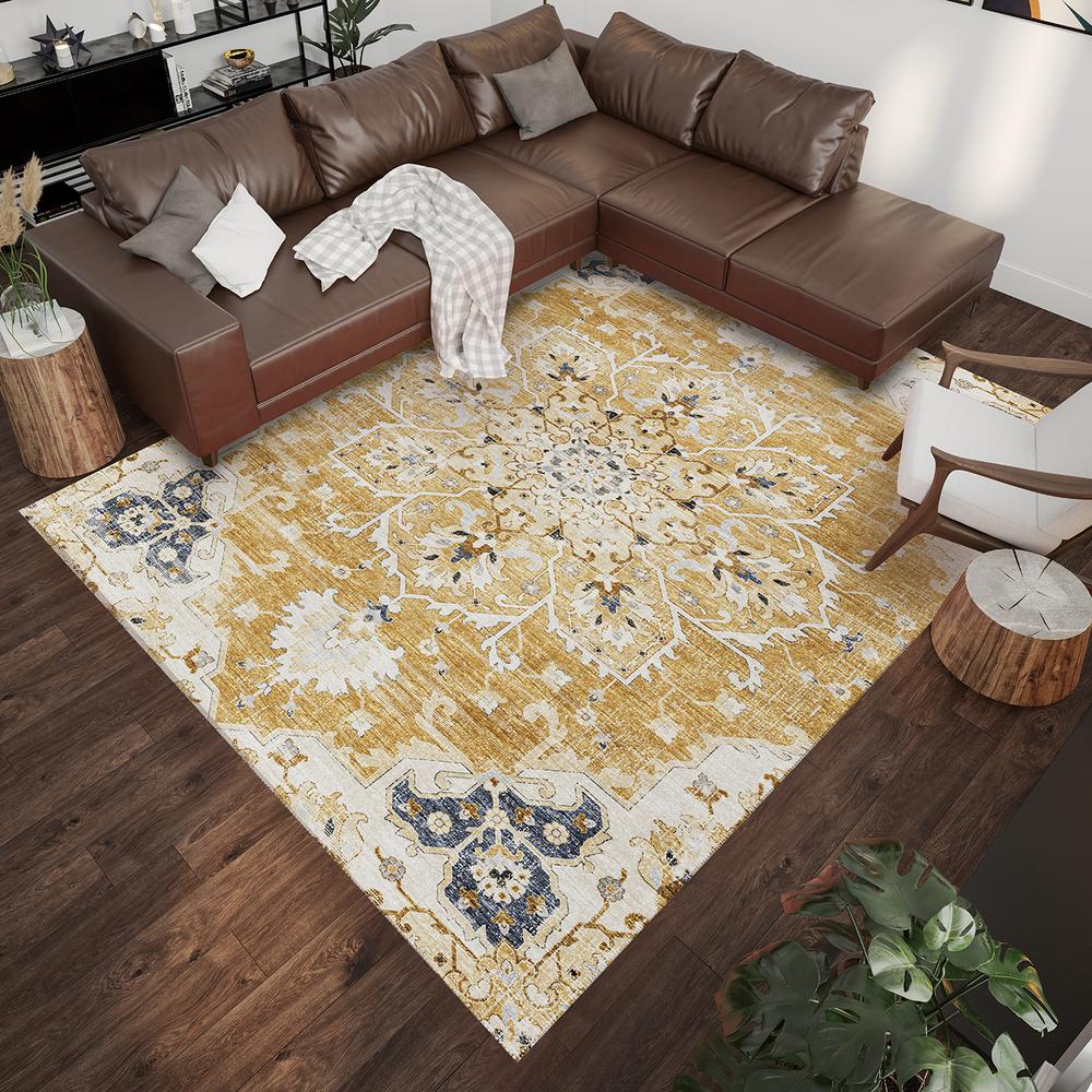 Indoor/Outdoor Marbella MB3 Gold Washable 5' x 7'6" Rug. Picture 2