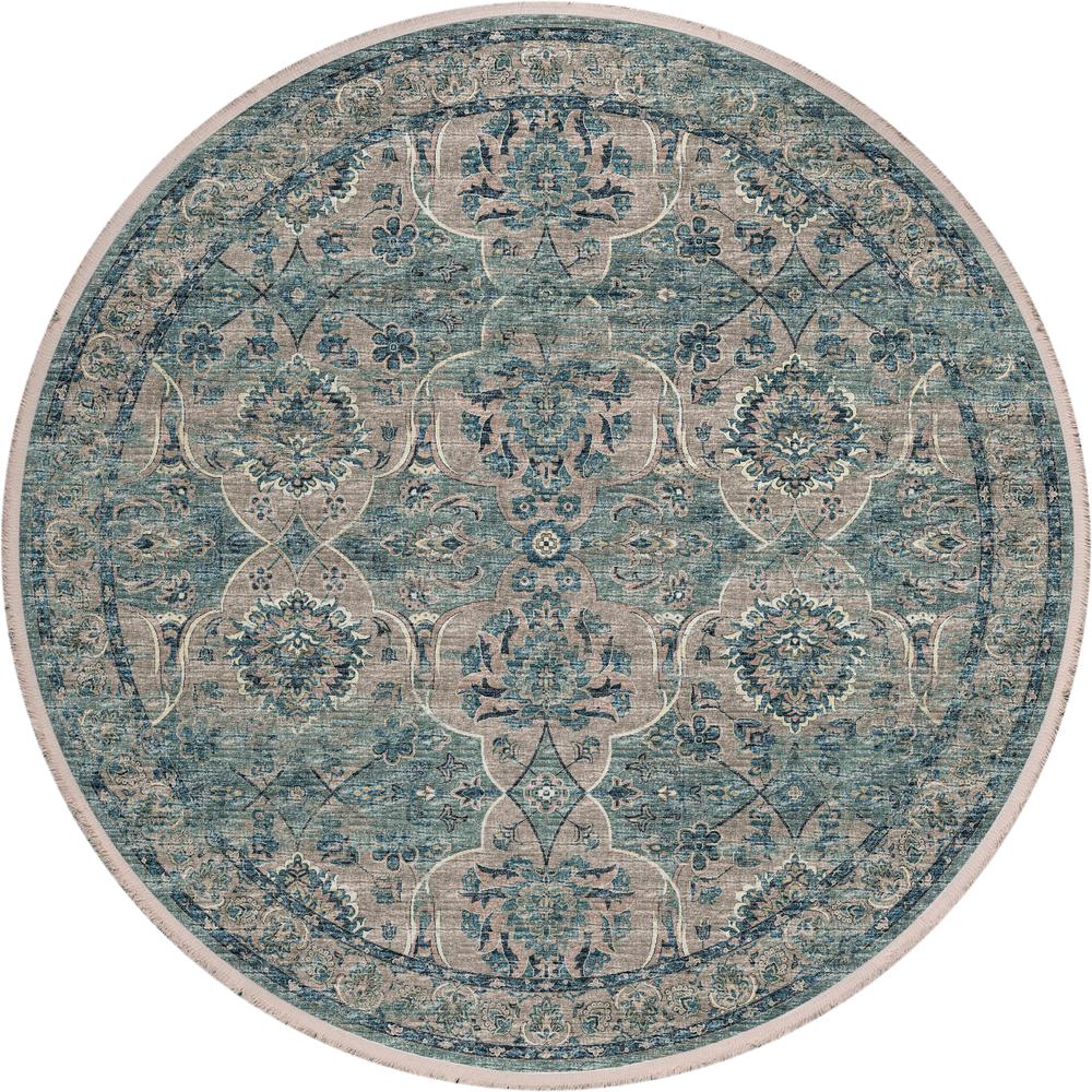 Indoor/Outdoor Marbella MB5 Mineral Blue Washable 4' x 4' Round Rug. Picture 1