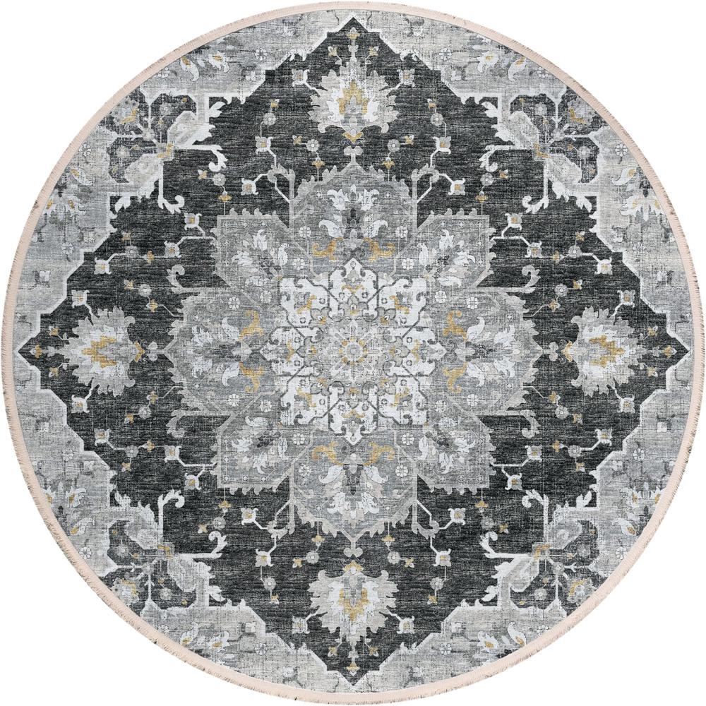 Indoor/Outdoor Marbella MB3 Midnight Washable 4' x 4' Round Rug. Picture 1