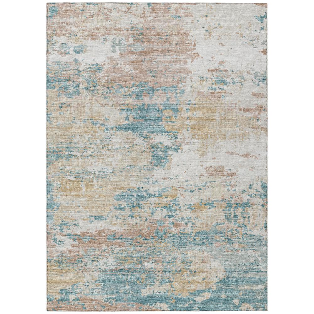 Indoor/Outdoor Accord AAC34 Teal Washable 3' x 5' Rug. Picture 1