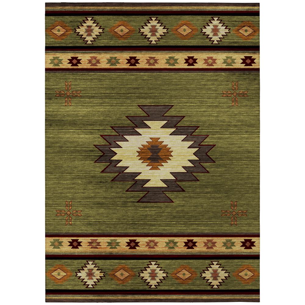 Indoor/Outdoor Sonora ASO34 Green Washable 3' x 5' Rug. Picture 1