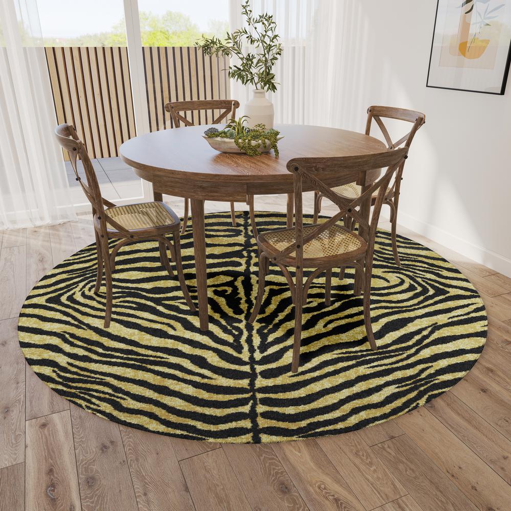Indoor/Outdoor Mali ML1 Gold Washable 4' x 4' Round Rug. Picture 2
