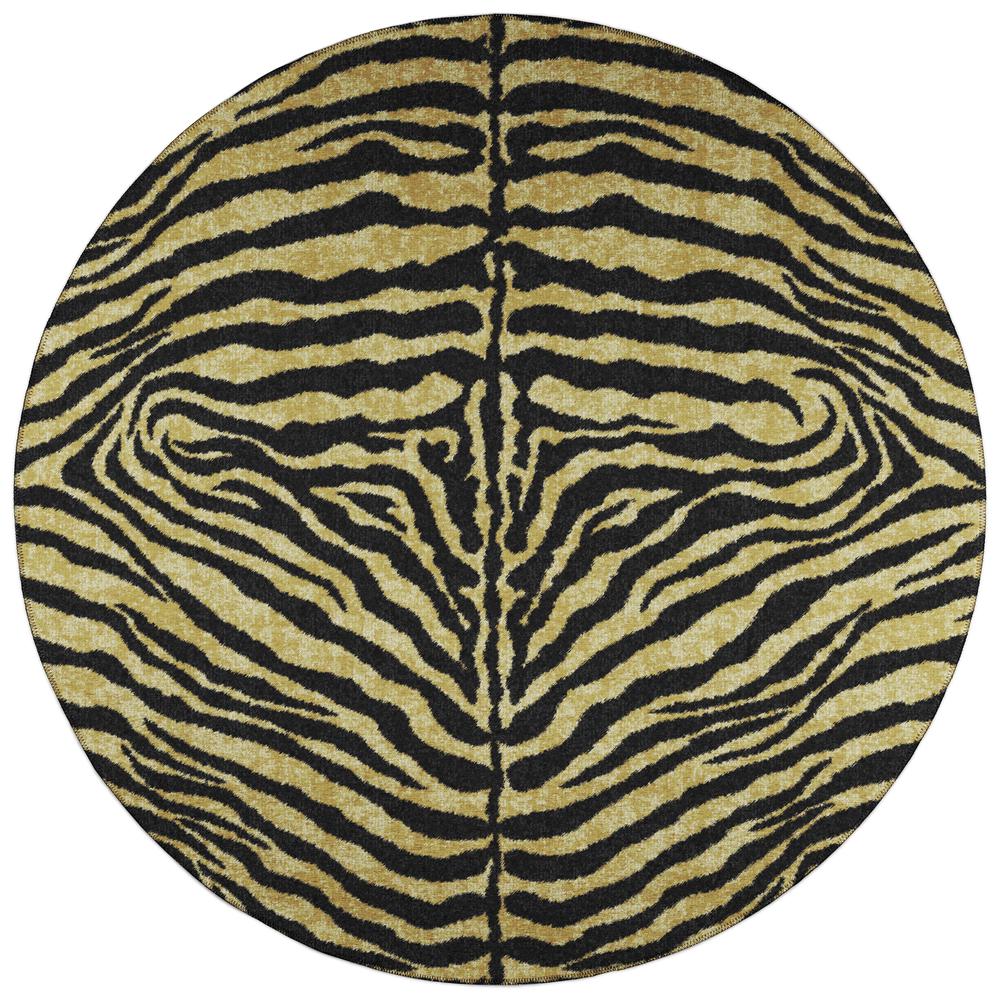 Indoor/Outdoor Mali ML1 Gold Washable 4' x 4' Round Rug. Picture 1