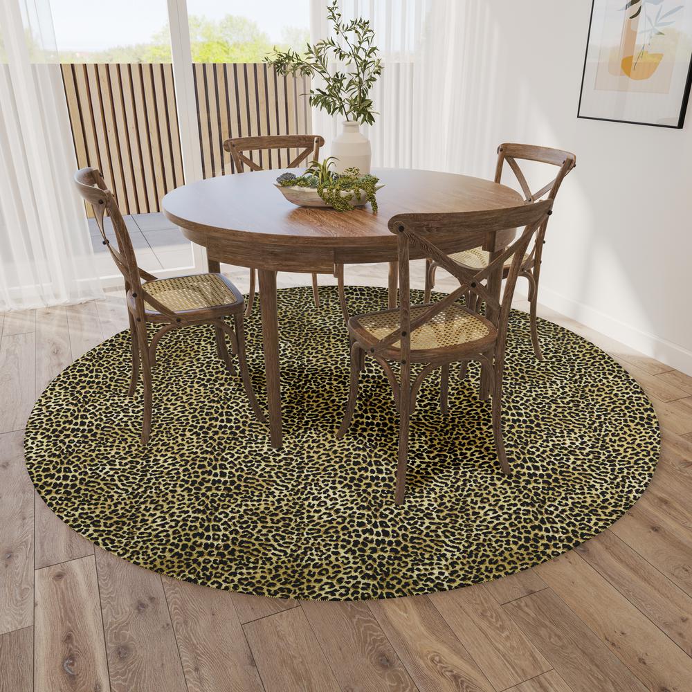 Indoor/Outdoor Mali ML2 Gold Washable 4' x 4' Round Rug. Picture 2