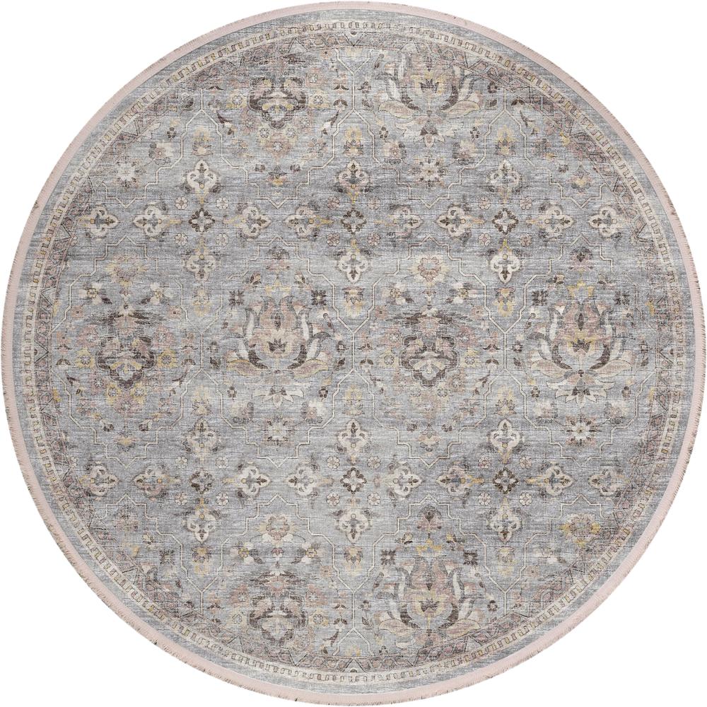 Indoor/Outdoor Marbella MB4 Silver Washable 4' x 4' Round Rug. Picture 1