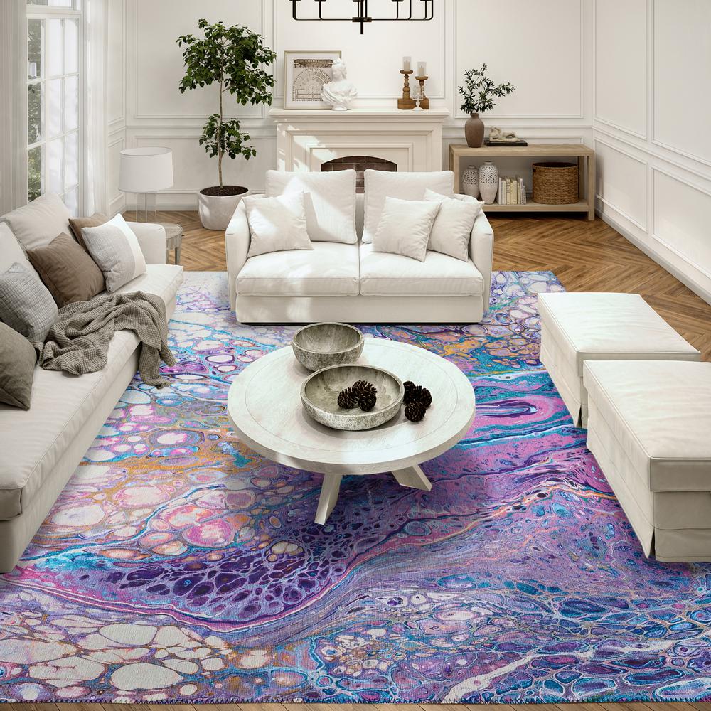 Karina Periwinkle Modern Abstract 9' x 12' Area Rug Periwinkle AKC49. Picture 1