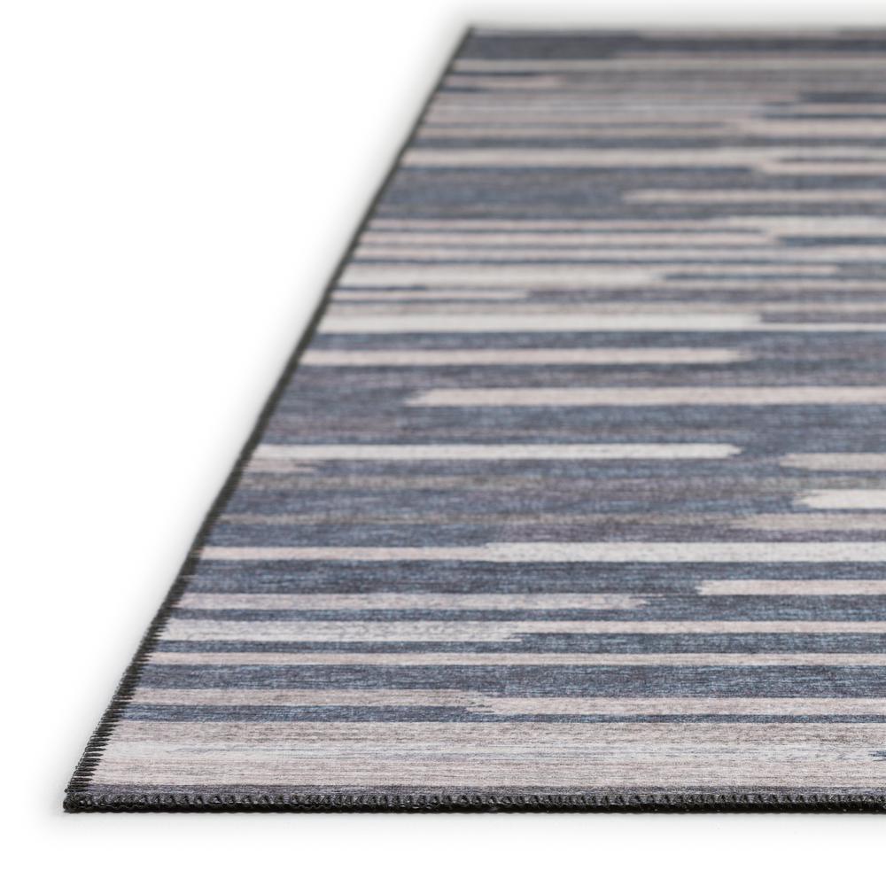 Yuma Gray Transitional Striped 2'3" x 7'6" Runner Rug Gray AYU38. Picture 3