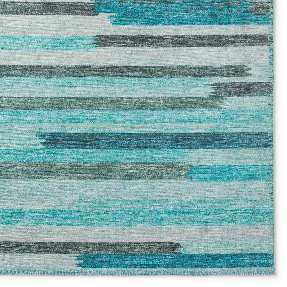 Yuma Turquoise Transitional Striped 2'3" x 7'6" Runner Rug Turquoise AYU38. Picture 2