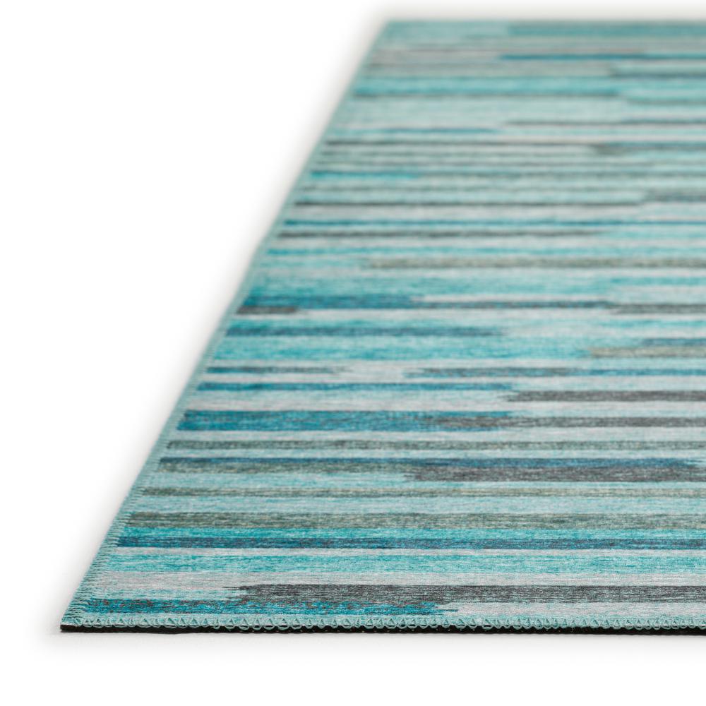 Yuma Turquoise Transitional Striped 2'3" x 7'6" Runner Rug Turquoise AYU38. Picture 3