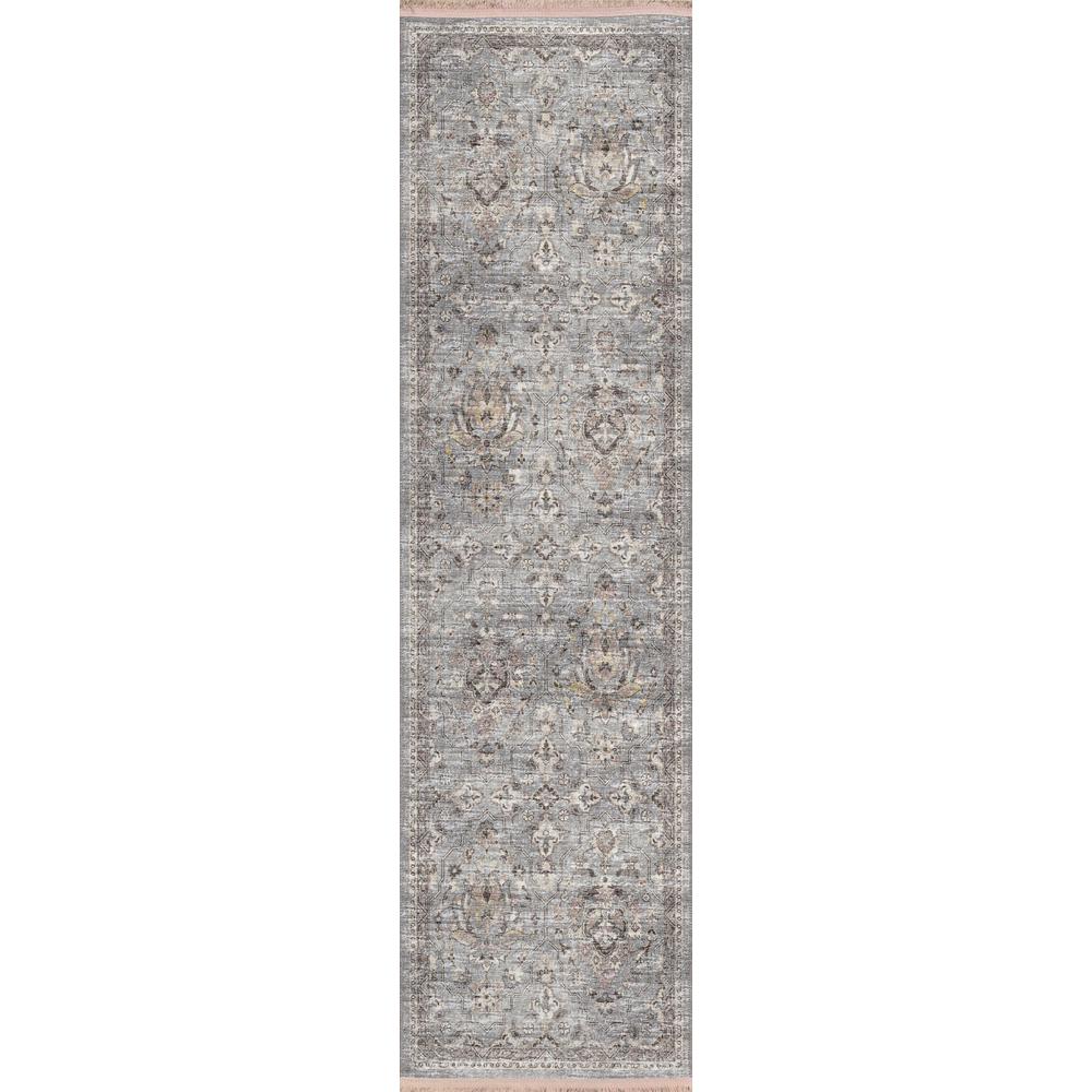 Indoor/Outdoor Marbella MB4 Silver Washable 2'3" x 12' Runner Rug. Picture 1