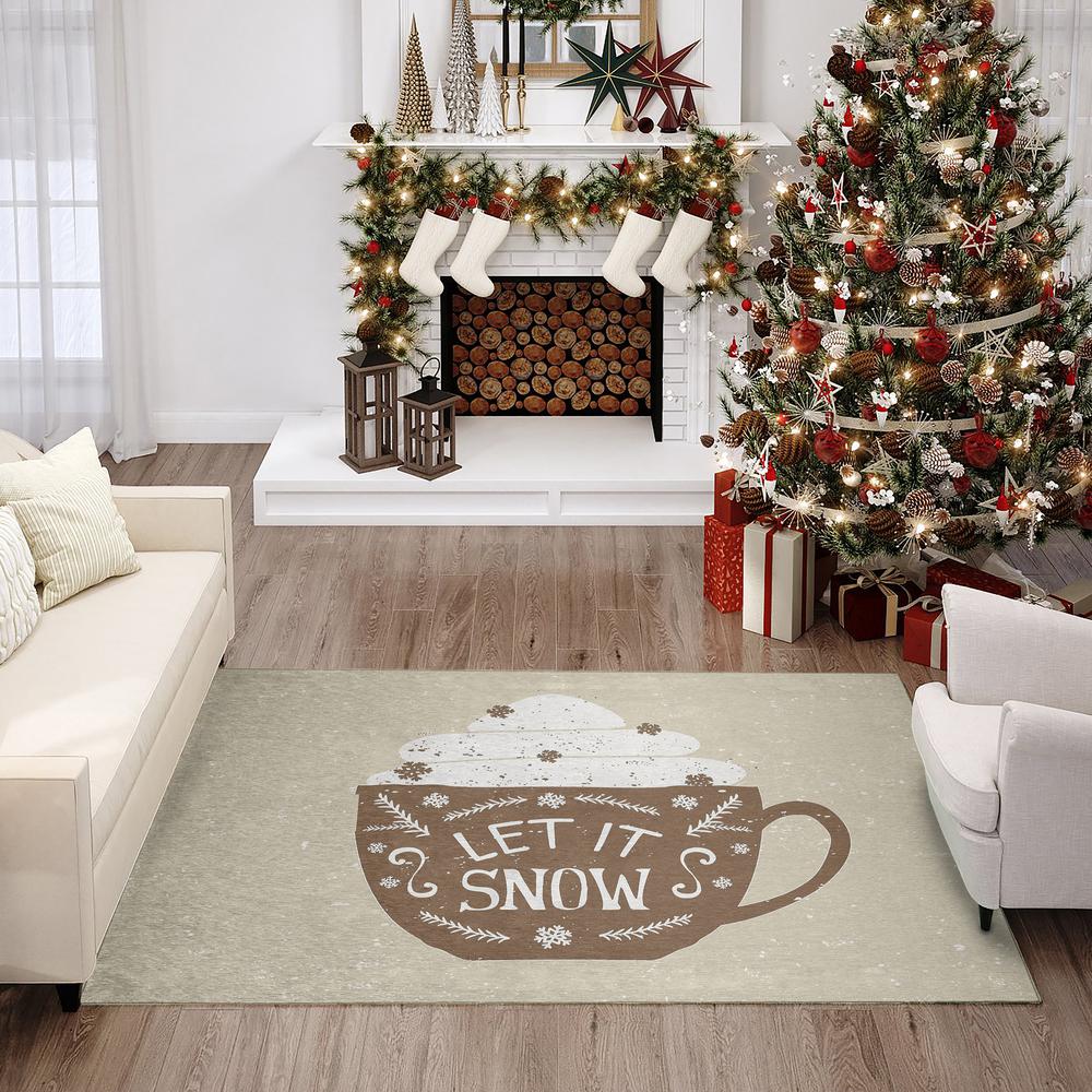 Indoor/Outdoor Cozy Winter ACW37 Brown Washable 3' x 5' Rug. Picture 2