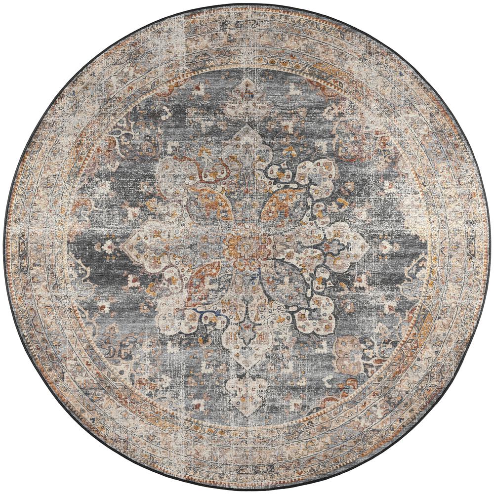 Jericho JC6 Charcoal 4' x 4' Round Rug. Picture 1