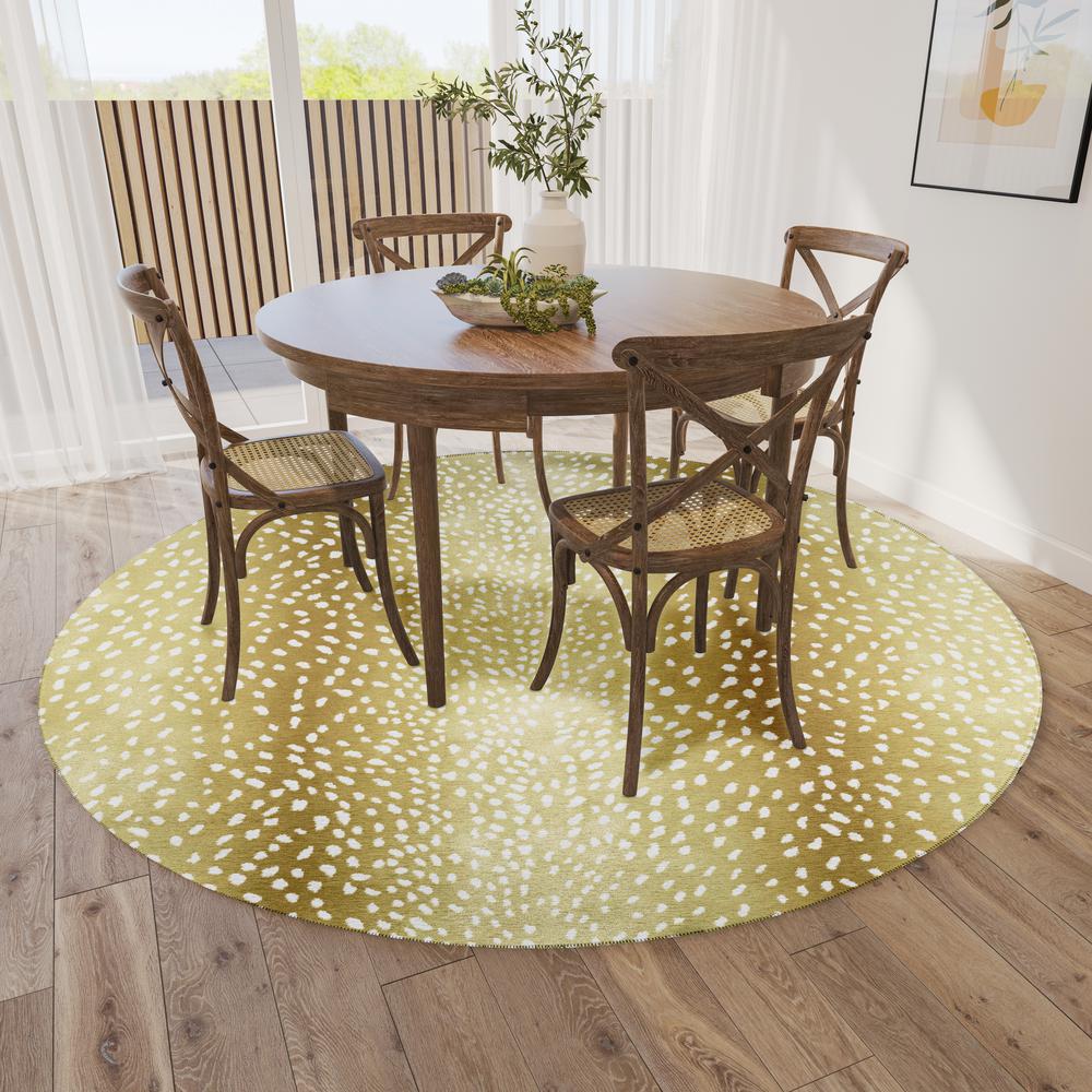 Indoor/Outdoor Mali ML3 Gold Washable 4' x 4' Round Rug. Picture 2
