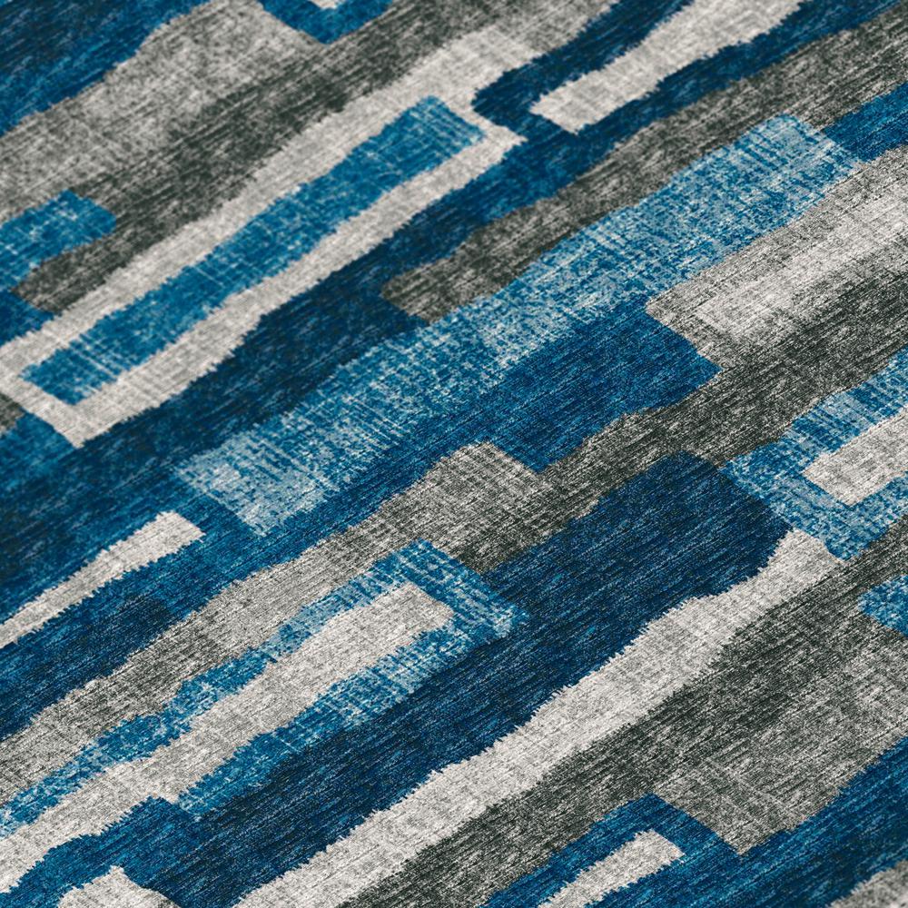 Bravado Blue Contemporary Striped 2'3" x 7'6" Runner Rug Blue ABV37. Picture 5