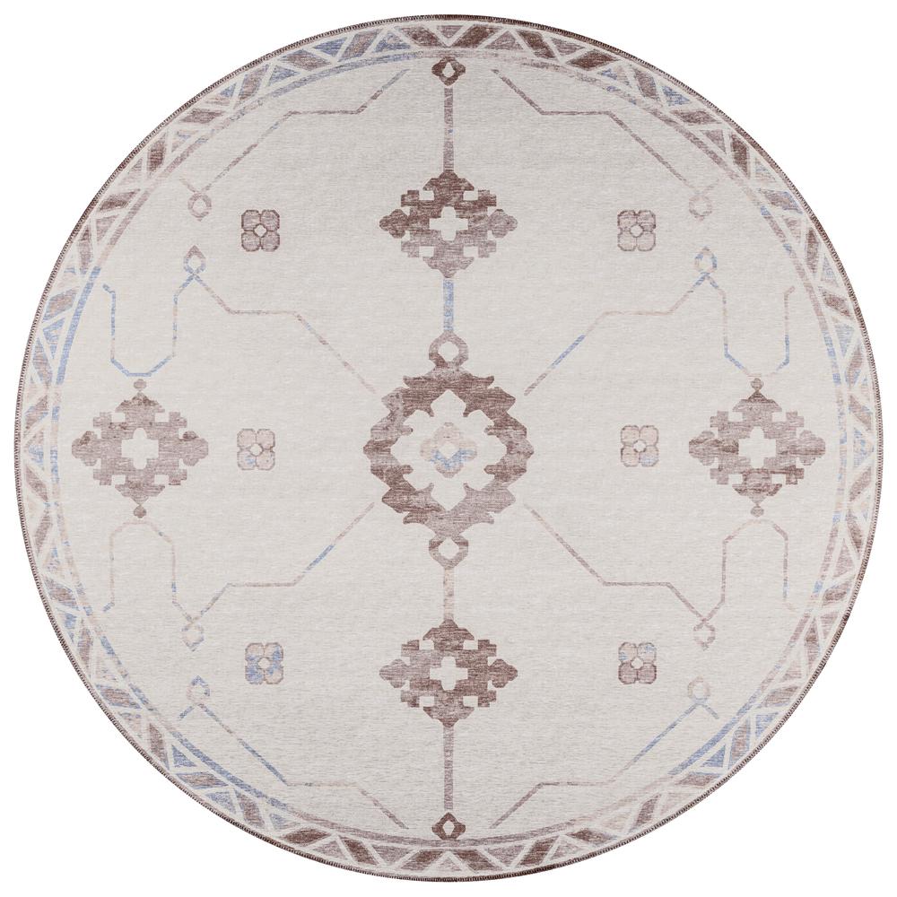 Indoor/Outdoor Sedona SN16 Parchment Washable 4' x 4' Round Rug. Picture 1