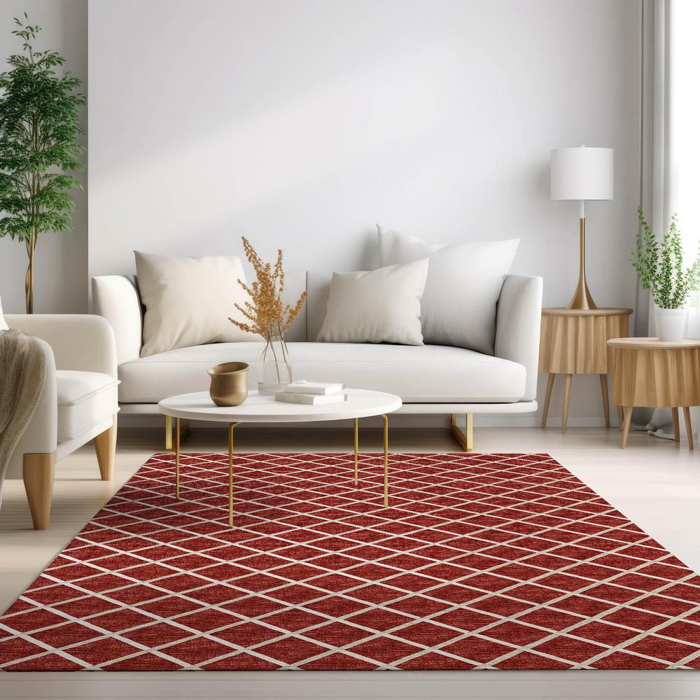 Indoor/Outdoor York YO1 Red Washable 3' x 5' Rug. Picture 6