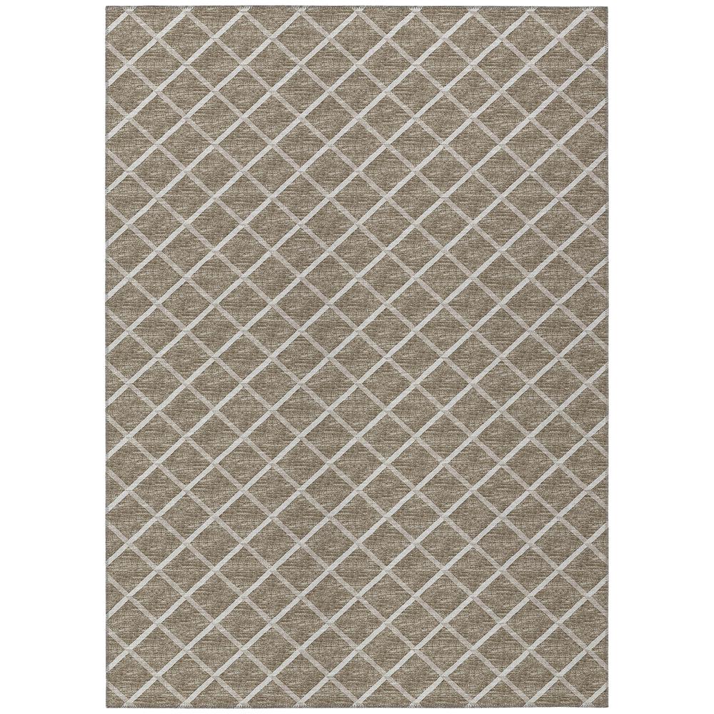 Indoor/Outdoor York YO1 Taupe Washable 3' x 5' Rug. Picture 1