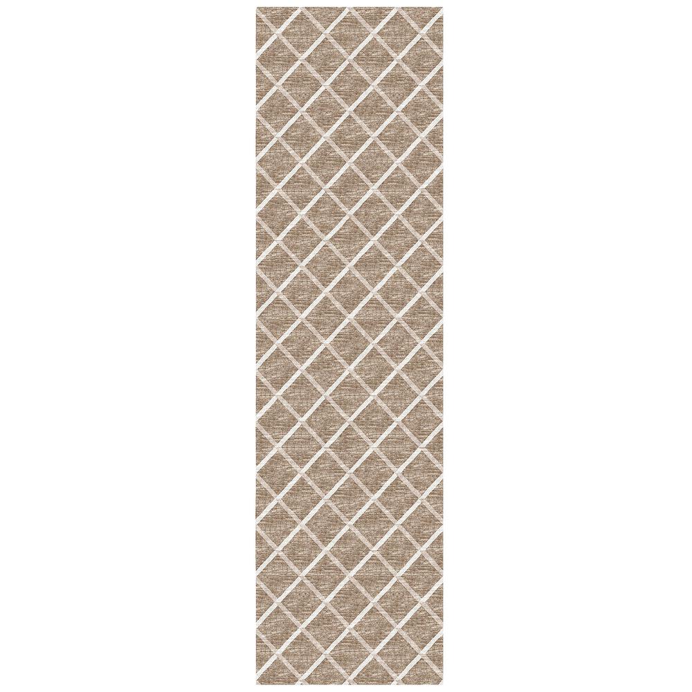 Indoor/Outdoor York YO1 Taupe Washable 2'3" x 12' Rug. Picture 1