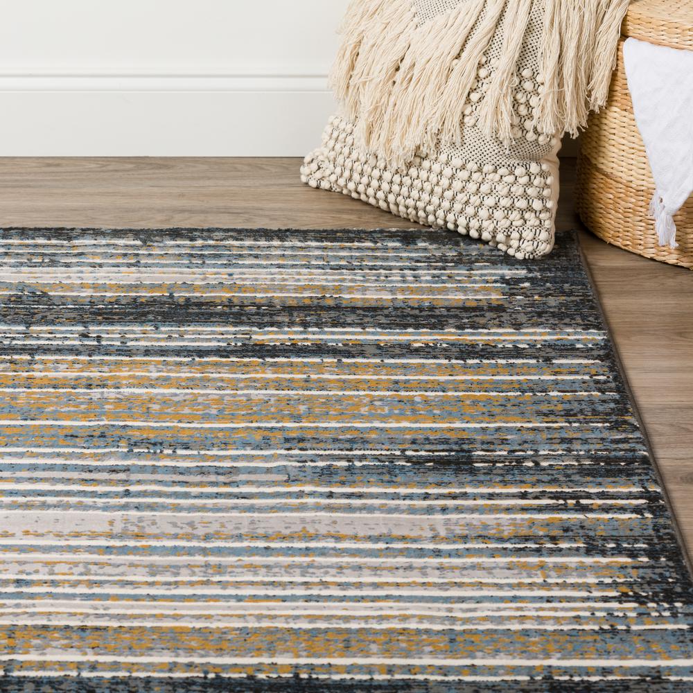 Addison Dayton Transitional Distressed Striped Storm 2’3" x 7’5" Runner Rug. Picture 8