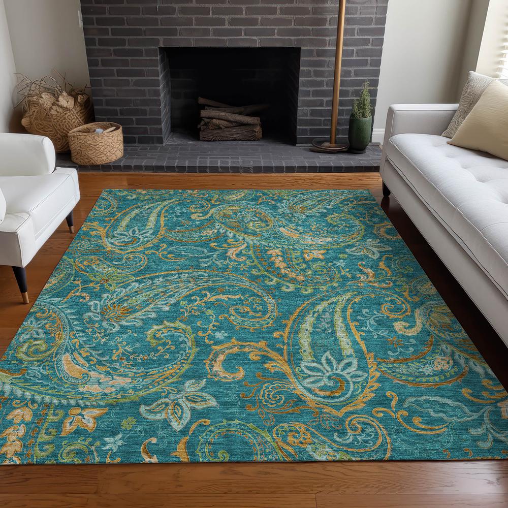Chantille ACN533 Teal 5' x 7'6" Rug. Picture 6