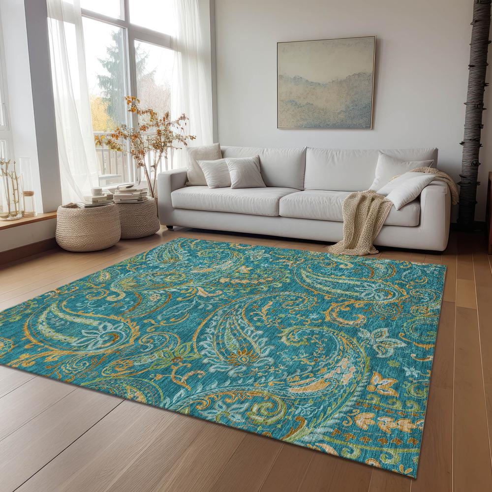 Chantille ACN533 Teal 5' x 7'6" Rug. Picture 7